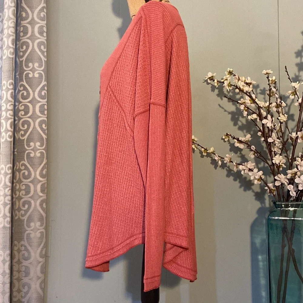 Free People Leo Oversized Henley Waffle Tunic